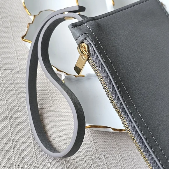 Zara Small Gray Skinny Wristlet Women's Coin Wallet - Picture 6 of 10